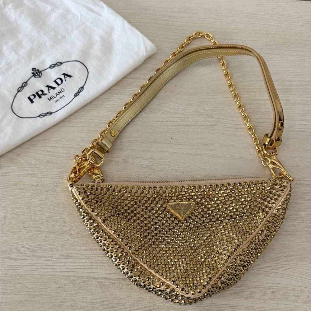 Prada Gold Embellished Shoulder Bag - Picture 1 of 4